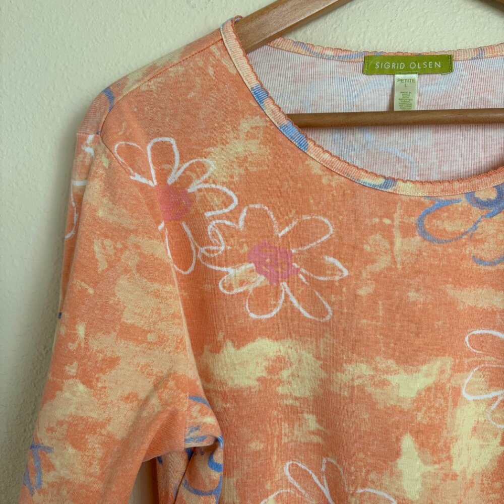 Sigrid Olsen Vintage Daisy Top 100% Cotton Size PL - Picture 6 of 9